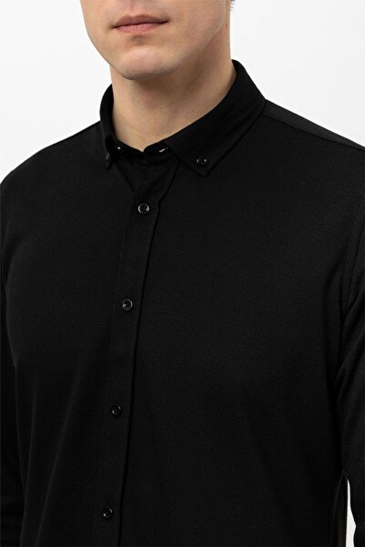 SÜVARİ Manşetli Slim Armürlü Gömlek