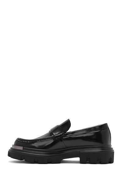 Derimod Pantofi pentru bărbați, negru, cu talpă groasă, 100% piele, pantofi Penny Loafer din piele naturală, pantofi casual, pantofi de zi cu zi