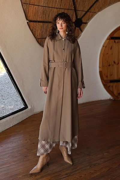 Olcay Ungefütterter Modal-Trenchcoat mit Kontrastnähten A.BROWN 6717