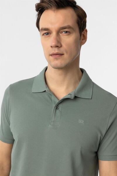 SÜVARİ Μπλουζάκι Water Green Slim Fit με μονόχρωμο γιακά πόλο