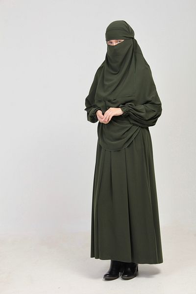 Altobeh Σετ Abaya - Σετ 3 τεμαχίων - Σετ με βολάν με ζώνη, σεντόνι και πέπλο