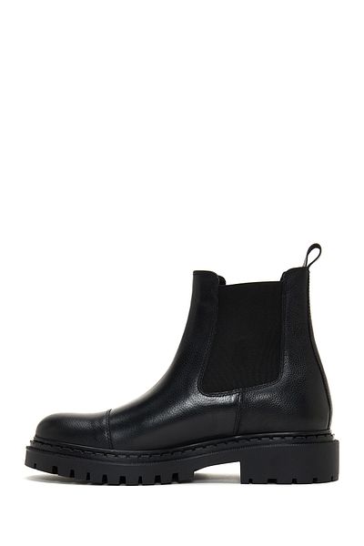 Derimod Men's Black Leather Casual Chelsea Boots 24Wfd 700518