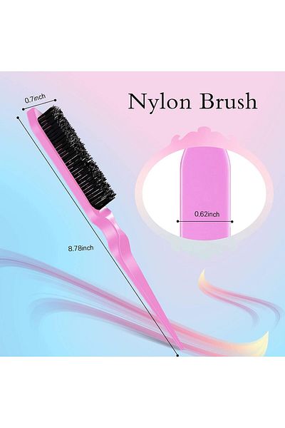 Care And Smile Comb 3 Pcs Slick Back Hairbrush Set Bristle Hairbrush Edge Control Brush Teasing Comb