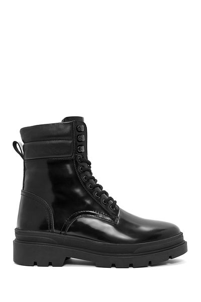 Derimod Men's Black Zippered Leather Boots 24Wfd 701522