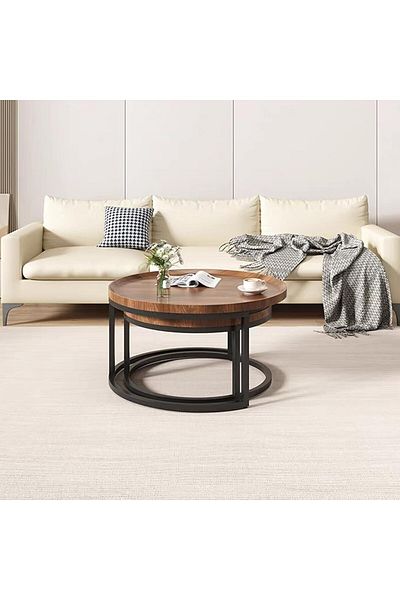 1st First Modern Design 60*50 Round Nesting Coffee Table Set