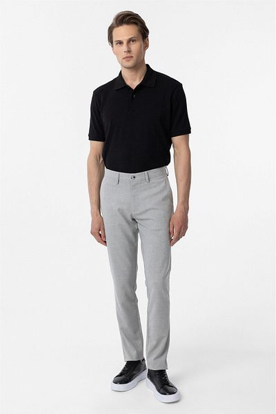SÜVARİ Γκρι υφασμάτινο παντελόνι με σχέδιο Slim Fit