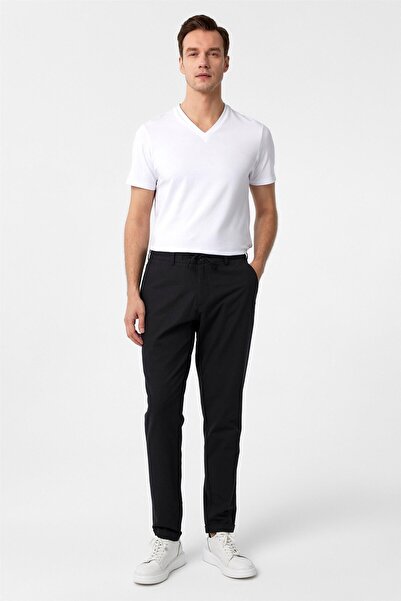 SÜVARİ Siyah Slim Fit Armürlü Jogger Pantolon