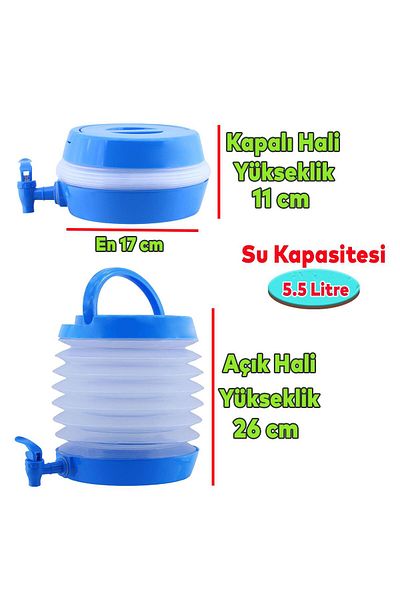 Badem10 Foldable Water Dispenser Bellows with Faucet Water Container Picnic Thermos Camping 5.5 Lt Accordion Soft Drink Canister