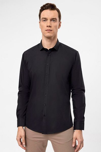 SÜVARİ Ανδρικό πουκάμισο Cavalry Slim Fit Easy Ironing που απομακρύνει τον ιδρώτα που αναπνέει Four Seasons