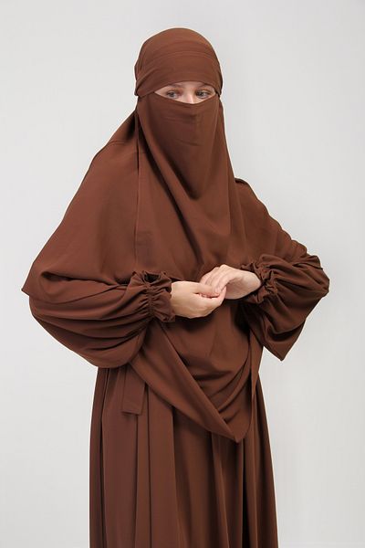 Altobeh Σετ Abaya - Σετ 3 τεμαχίων - Σετ με βολάν με ζώνη, σεντόνι και πέπλο