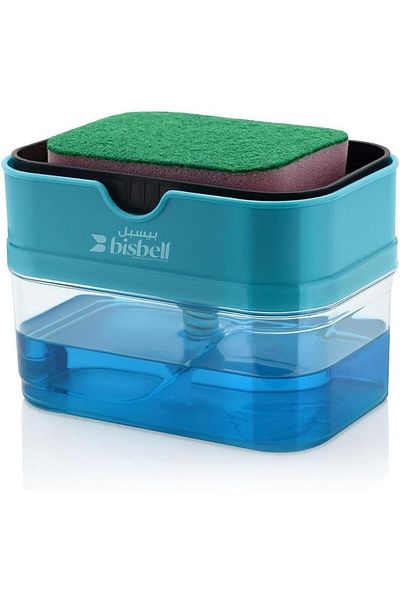 Bisbell Dish Wash Liquid Dispenser with Integrated Sponge Holder,BB3443