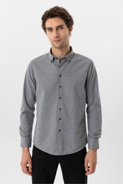SÜVARİ Köşeli Manşet Slimfit Düz Gömlek
