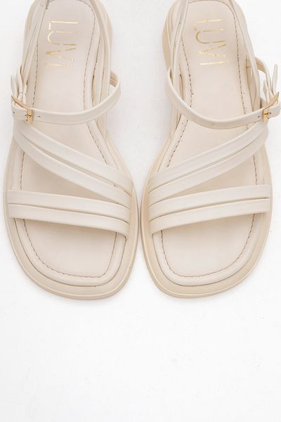 LuviShoes Cesar Beige Genuine Leather Women's Sandals
