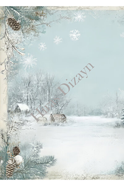 Hiras Dizayn Kuromi54 20adet Karlı Ev Çam Yılbaşı Manzaralı A4 Sevimli Etkinl...