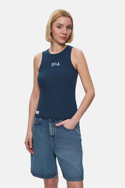 UCLA Salınas Navy Blue Zero Sleeve Embroidered Women's T-shirt