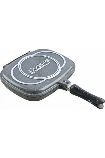 Heinner Double grill pan made of aluminum, 32 x 24 x 7.5 cm, EASY COOK GRAY