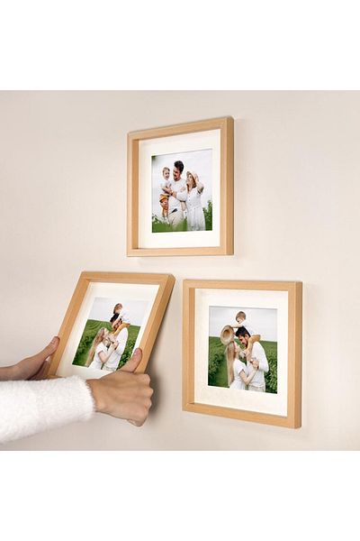 Senden Hediye Wooden 21X21Cm Square Photo Frame with Adhesive Removable Mat - Pack of 3