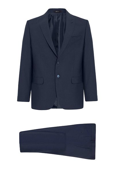 SÜVARİ Navy blue regular patterned double breasted lapel 4 drop classic suit