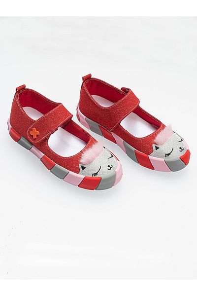 Casabony Red Glitter Cat Girl Sneaker Ballerina Velikost: 27