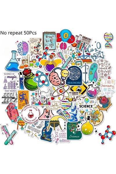 Choice Science 50pcs 10/30/50pcs Cartoon Science Laboratory Stickers Pack Laptop Phone Skateboard Motorcycl