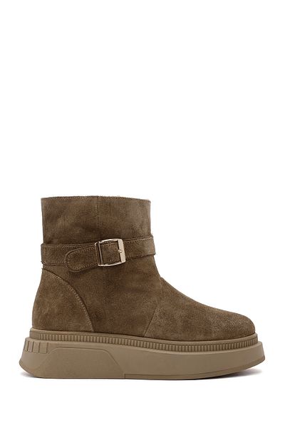 Derimod Brown Suede Leather Boots - Thick Sole, Women's, 24WFD 421010