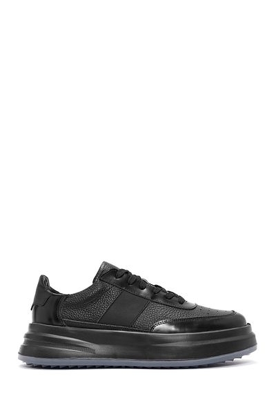 Derimod Men's Black Lace-Up Thick Soled Leather Sneaker 24Wfd 611214