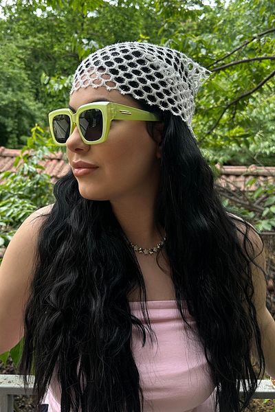 TAKIŞTIR اللون الأبيض بريق وشاح