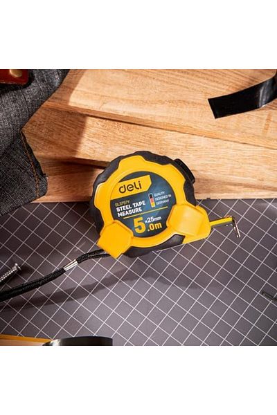 Deli Self Locking Measuring Tape, 5 Metre X 25 Mm Size-scratch Proof, Heavy Duty