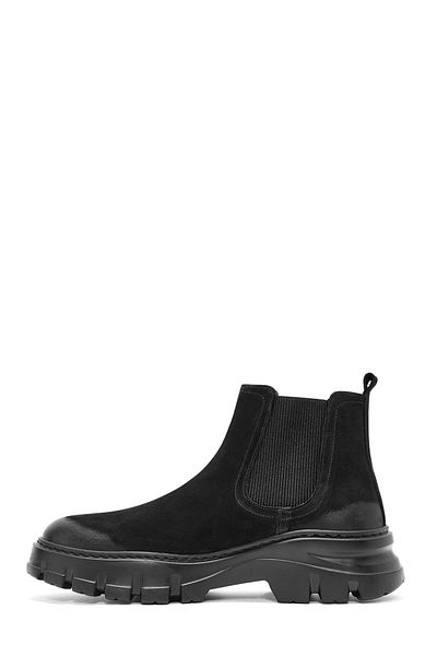 Derimod Men's Black Nubuck Leather Chelsea Boots 24Wfd6416V3