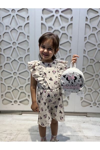 KUMRUNUN DÜNYASI Muslin Fabric Backpack Overalls for Girls