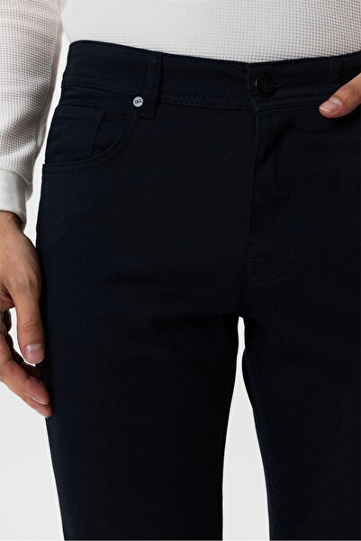 SÜVARİ Lacivert Slim Fit 5 Cep Kalıp Düz Kanvas Pantolon
