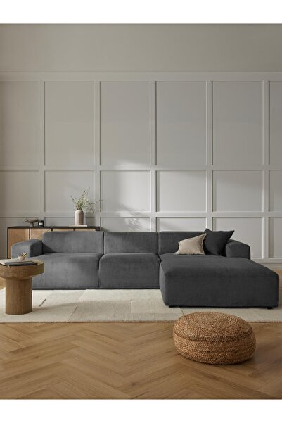 S Home Design Concept Molly Fitilli Antrasit Köşe Koltuk Sağ Köşe, Fitilli Antrasit 290x190 Cm