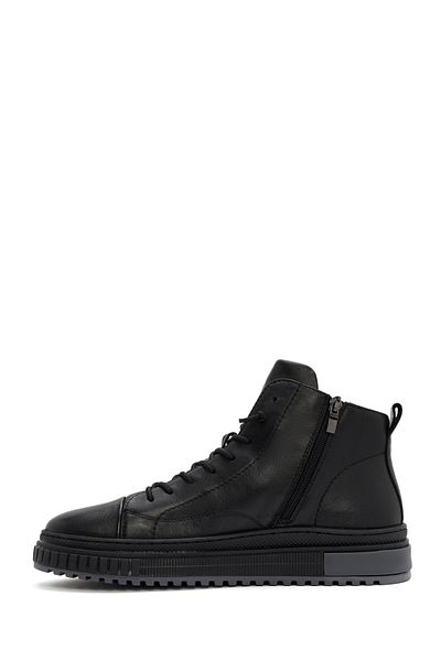 Derimod Black Leather Men's Sports Boots - Zippered, 24Wfd 692918