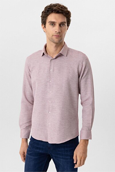 SÜVARİ Köşeli Manşet Slim Armürlü Gömlek