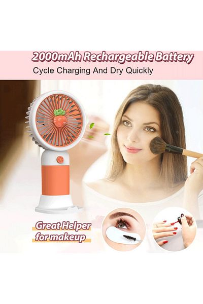 FOXMAG24 Portable mini fan, strawberry, powered by a rechargeable battery via USB