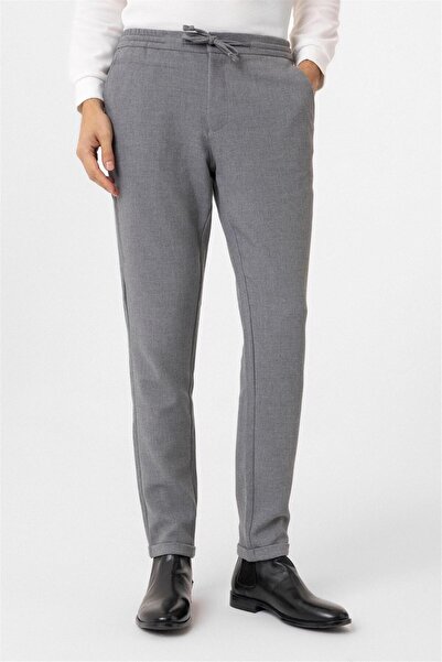 SÜVARİ Gri Slim Fit Düz Jogger Pantolon