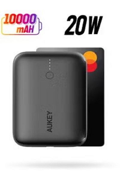 AUKEY بنك طاقة محمول Pb-n83s Mini USB C بسعة 10000 مللي أمبير/ساعة وشاحن 22.5 واط Pd أسود