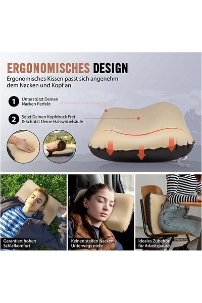 HIKENTURE Inflatable Pillow, Pvc, Khaki, 45 X 30 Cm