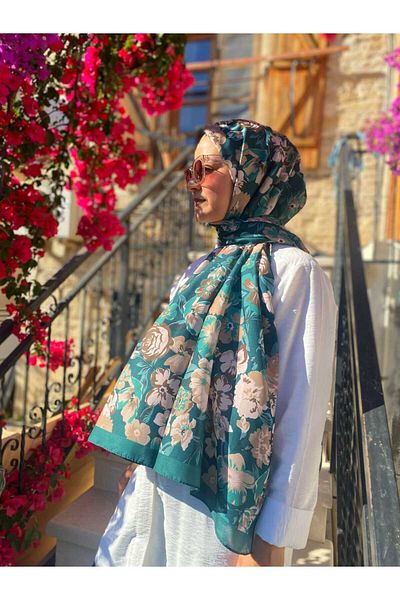 YEDİLALE Flower Patterned Cotton Shawl [Digital Print]