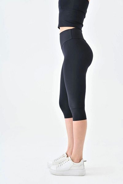 EMNY High Waisted Capri Below Knee Leggings Capri