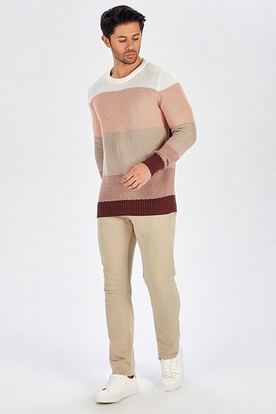 Peraluna Color Changing Crew Neck Men's Sweater - Brown
