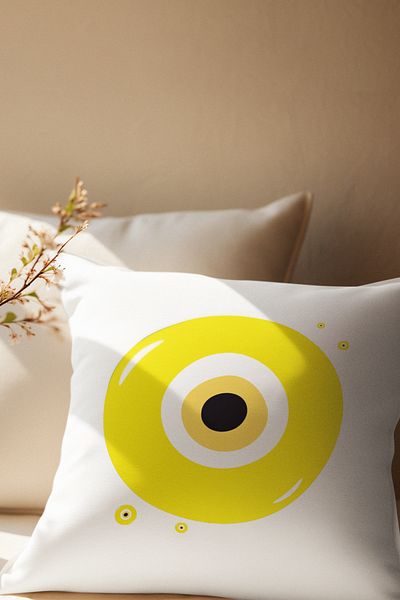 qoeuyl boutique Evil Eye Bead Printed Gift Fiber Satin Decorative Pillow