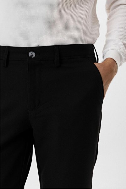 SÜVARİ Siyah Slim Fit Desenli Kumaş Pantolon