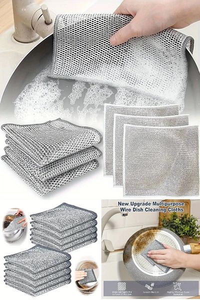 Plodna House 20X20 Inox (1 Piece) Wire Cloth Difficult Dirt Cloth, Inox Wire Dish Cloth, Kitchen Bathroom Cloth