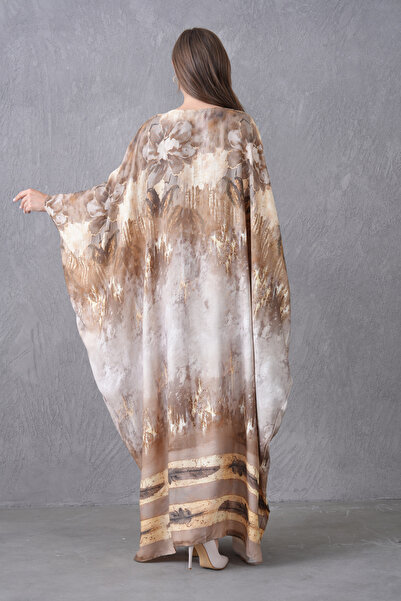 bayansepeti Γυναικείο φόρεμα με μοτίβο μπατίκ με χαλαρή κοπή με λαιμόκοψη με μανίκια νυχτερίδα 4006