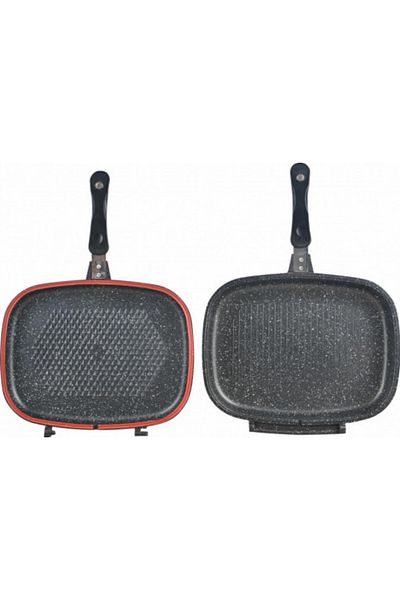 Heinner Double grill pan made of aluminum, 32 x 24 x 7.5 cm, EASY COOK GRAY