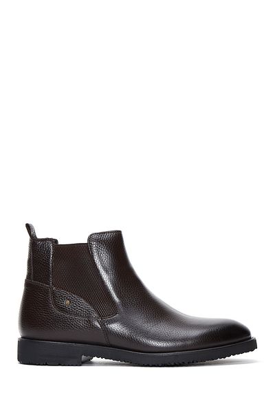 Derimod Men's Brown Leather Casual Chelsea Boots 24Wfd6401Ft