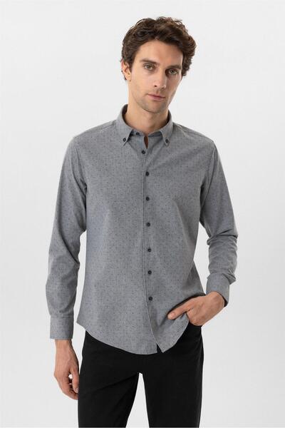 SÜVARİ Köşeli Manşet Slimfit Düz Gömlek