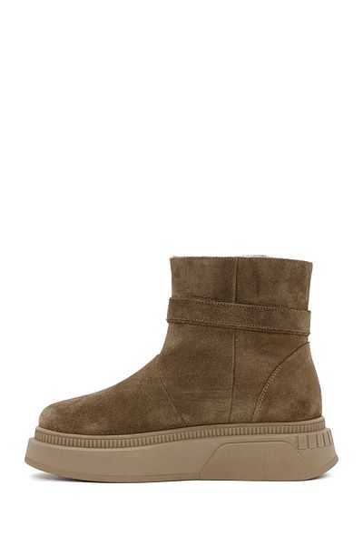 Derimod Brown Suede Leather Boots - Thick Sole, Women's, 24WFD 421010