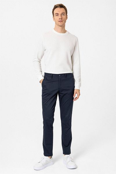 SÜVARİ Μπλε Navy Regular Dobby Canvas Παντελόνι